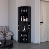 English Elm Bar Cabinet Jansen, Living Room, Black