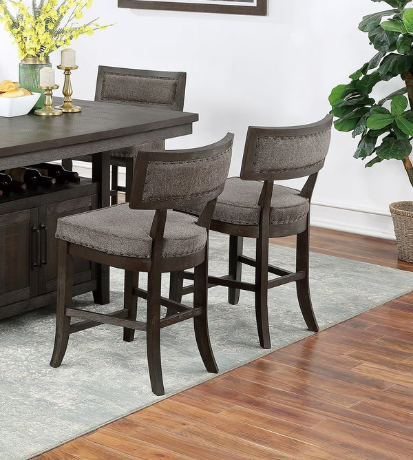 English Elm Kitchen Solid Wood Counter Height Chairs Set of 2 with Cushions, Nailhead Trim, Curved Back, Rustic Espresso B011P160332