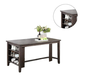 English Elm Modern Counter Height Dining Table with Storage Cabinet Solid Wood Rustic Espresso 66"x36" Stylish B011P160333