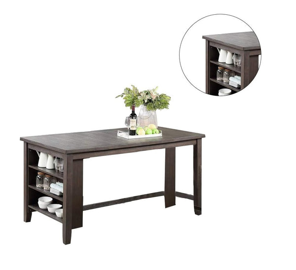 English Elm Modern Counter Height Dining Table with Storage Cabinet Solid Wood Rustic Espresso 66"x36" Stylish B011P160333
