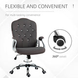 English Elm Vinsetto Home Office Chair, Velvet Computer Chair, Button Tufted Desk Chair With Swivel Wheels, Adjustable Height, and Tilt Function, Dark Gray