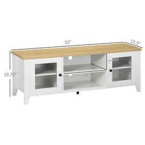 English Elm HOMCOM Farmhouse Modern TV Stand 55" Console with Adjustable Shelves, Cabinets & Cable Management W2225P160348