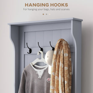 English Elm HOMCOM 3-in-1 Entryway Hall Tree Bench with 4 Double Hooks, Shoe Storage & Anti-Tip Design, Gray W2225P160367