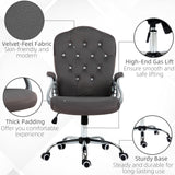 English Elm Vinsetto Home Office Chair, Velvet Computer Chair, Button Tufted Desk Chair With Swivel Wheels, Adjustable Height, and Tilt Function, Dark Gray