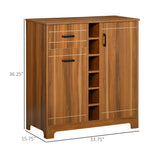 English Elm Homcom Retro Wine Cabinet For 6 Bottles, Wine Rack Sideboard Serving Bar With Glass Holders and 1 Drawer, Brown