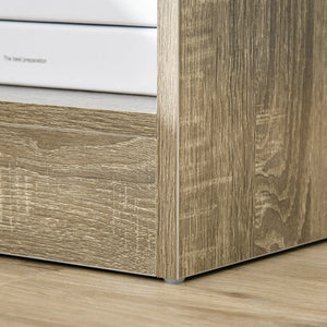 English Elm HOMCOM Modern Side Table with Drawer and Open Shelf, Gray Wood Grain Nightstand for Small Spaces W2225P160347