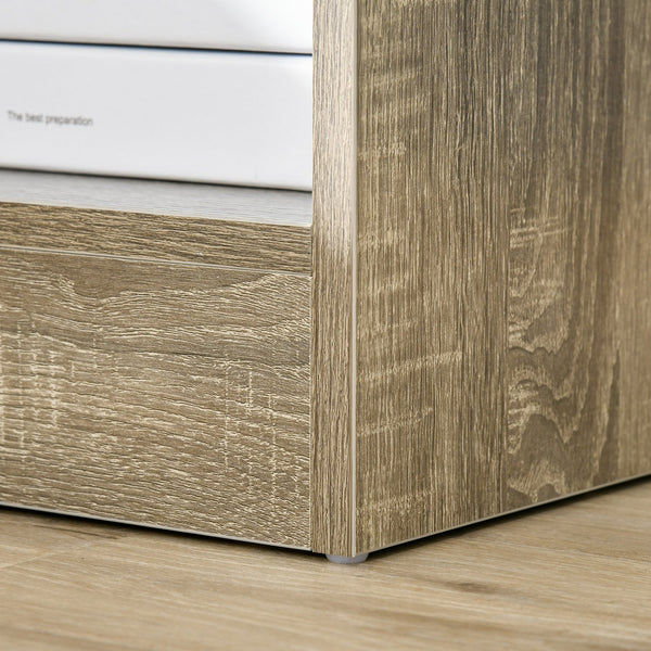 English Elm HOMCOM Modern Side Table with Drawer and Open Shelf, Gray Wood Grain Nightstand for Small Spaces W2225P160347
