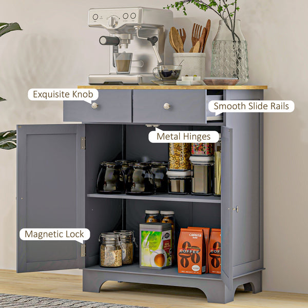English Elm Homcom Versatile Sideboard Buffet Cabinet With 2 Drawers, Adjustable Shelf For Modern Home Storage W2225P160346