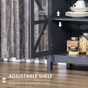 English Elm Homcom Stylish Grey Sideboard Buffet Cabinet With Glass Doors & Adjustable Shelves For Versatile Storage W2225P160361