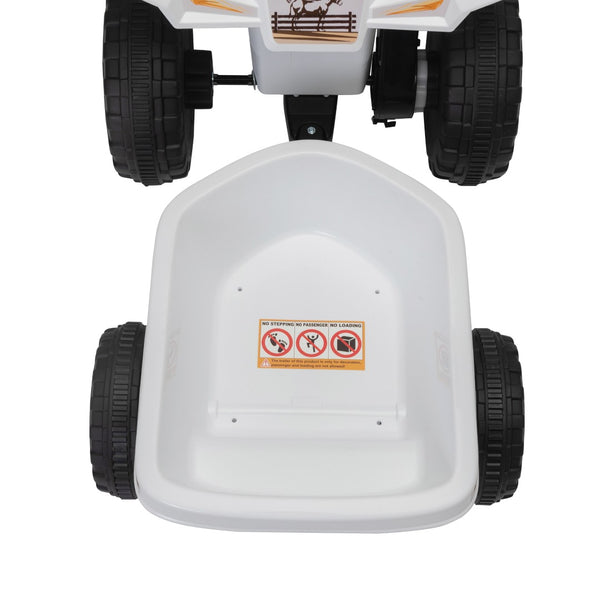 English Elm 6v Kids Ride on Atv Toddler Electric Car with Detachable Trailer and Bluetooth Audio White W2181P160385