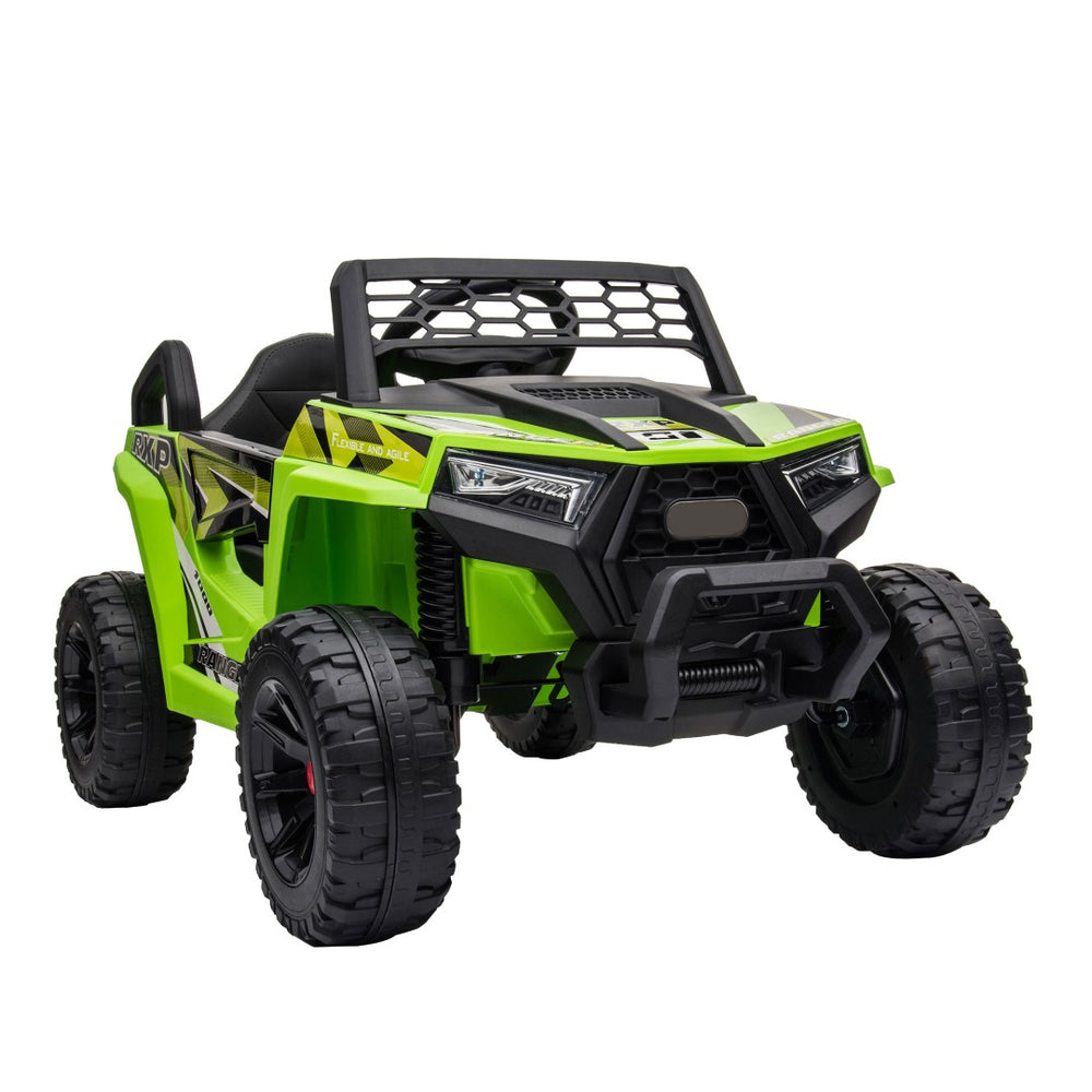 English Elm 12v Kids Electric Ride on Utv with Led Lights Horn Safety Belt Forward Reverse Green W2181P160394