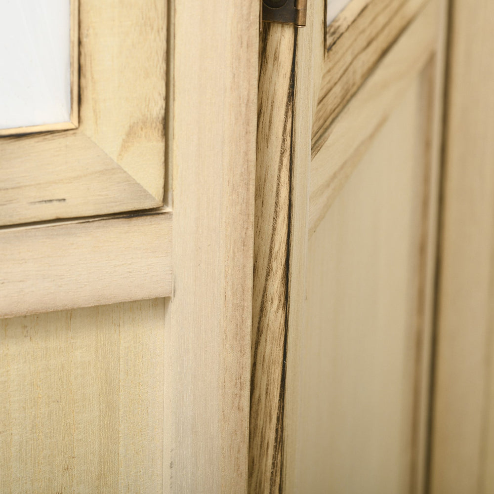 English Elm HOMCOM 4-Panel Wood Room Divider with 5x7 Rotating Photo Frames, Folding Privacy Screen 67"H Durable Natural W2225P160345