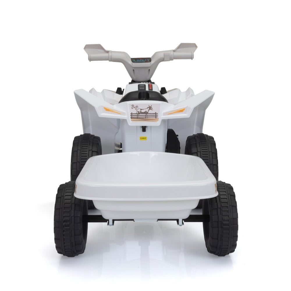 English Elm 6v Kids Ride on Atv Toddler Electric Car with Detachable Trailer and Bluetooth Audio White W2181P160385