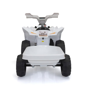 English Elm 6v Kids Ride on Atv Toddler Electric Car with Detachable Trailer and Bluetooth Audio White W2181P160385
