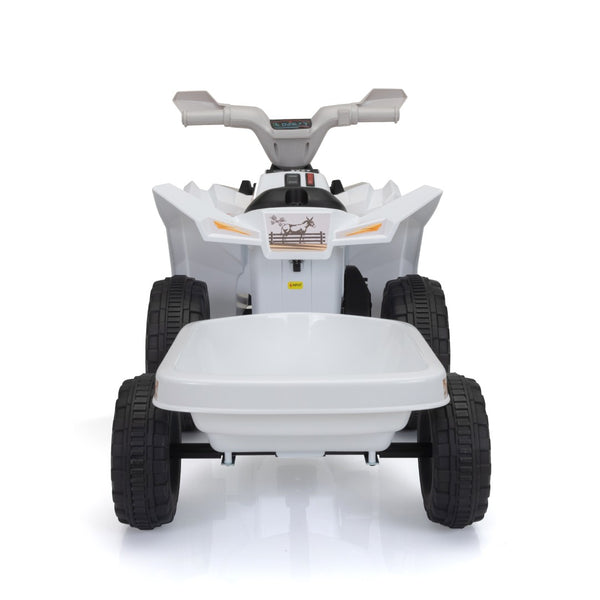 English Elm 6v Kids Ride on Atv Toddler Electric Car with Detachable Trailer and Bluetooth Audio White W2181P160385