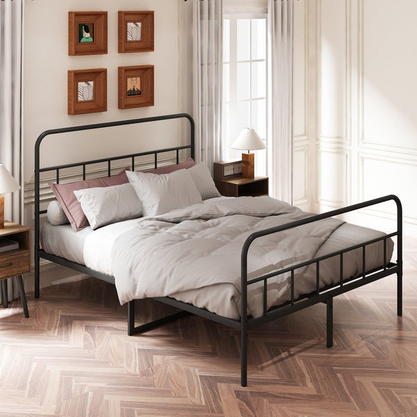 English Elm Queen Metal Platform Bed Frame with Headboard & Footboard, Sturdy Slats, 660 lb Capacity, Black W578P147731