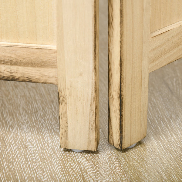 English Elm HOMCOM 4-Panel Wood Room Divider with 5x7 Rotating Photo Frames, Folding Privacy Screen 67"H Durable Natural W2225P160345