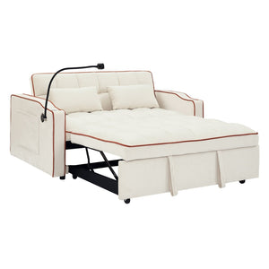 English Elm 55.51 Inch Velvet Convertible Sleeper Loveseat with Usb Port and Swivel Phone Stand W2353P151789