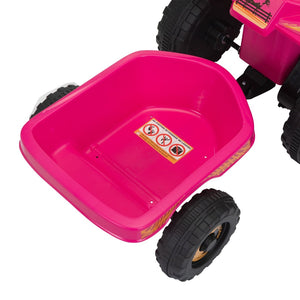 English Elm 6v Kids Ride on Atv Toddler Electric Car with Detachable Trailer and Bluetooth Audio Rose W2181P160390