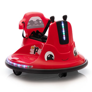 English Elm 12v Snail Electric Bumper Ride on Car with 360 Spin Led Music Parental Remote Ages 3-8 Black+Red W2181P160381
