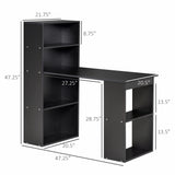 English Elm Homcom Modern Home Office Desk With 6-Tier Storage Shelves, 47" Writing Table With Bookshelf, Black