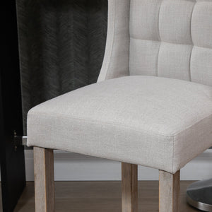 English Elm HOMCOM Tufted Upholstered Bar Stools Set of 2 with Back, High-Density Foam Seats & Rubber Wood Legs, Beige W2225P160371