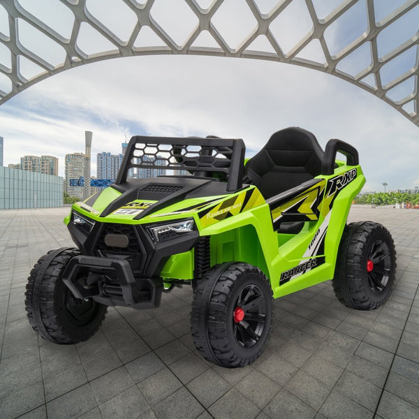 English Elm 12v Kids Electric Ride on Utv with Led Lights Horn Safety Belt Forward Reverse Green W2181P160394