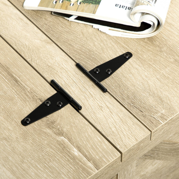 English Elm HOMCOM Farmhouse Square Coffee Table with Lift-Top Hidden Storage, Oak Finish, Sturdy Pine Legs 31.5" W2225P160374