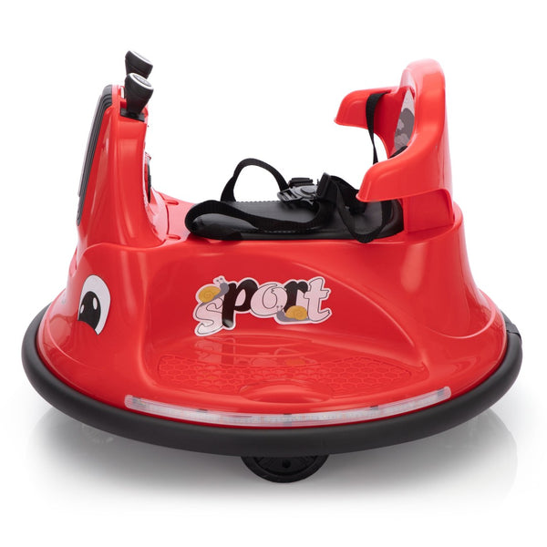 English Elm 12v Snail Electric Bumper Ride on Car with 360 Spin Led Music Parental Remote Ages 3-8 Black+Red W2181P160381