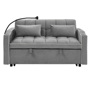 English Elm 55.51 Inch Velvet Convertible Sleeper Loveseat with Usb Port and Swivel Phone Stand W2353P151787