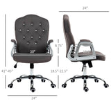 English Elm Vinsetto Home Office Chair, Velvet Computer Chair, Button Tufted Desk Chair With Swivel Wheels, Adjustable Height, and Tilt Function, Dark Gray