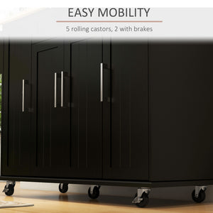English Elm HOMCOM Rubberwood Top Kitchen Island Cart on Wheels with Drawer, Spice & Towel Racks, Adjustable Shelves W2225P160370