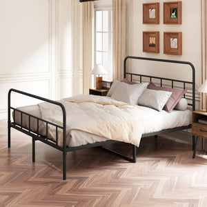 English Elm Queen Metal Platform Bed Frame with Headboard & Footboard, Sturdy Slats, 660 lb Capacity, Black W578P147731