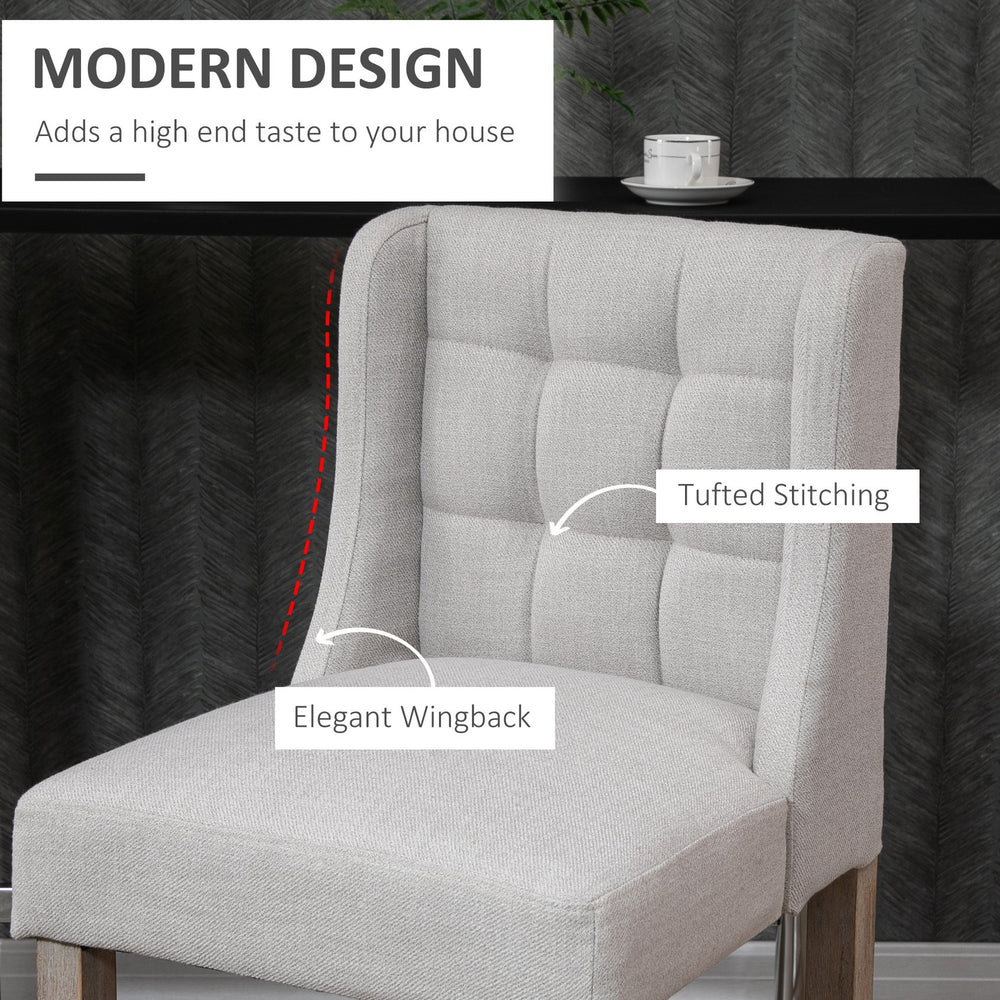 English Elm HOMCOM Tufted Upholstered Bar Stools Set of 2 with Back, High-Density Foam Seats & Rubber Wood Legs, Beige W2225P160371