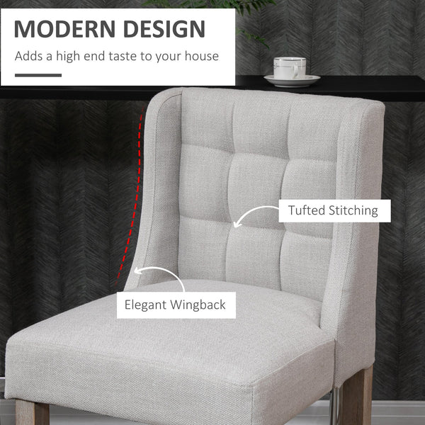 English Elm HOMCOM Tufted Upholstered Bar Stools Set of 2 with Back, High-Density Foam Seats & Rubber Wood Legs, Beige W2225P160371