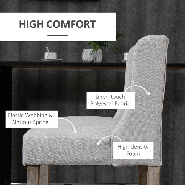 English Elm HOMCOM Tufted Upholstered Bar Stools Set of 2 with Back, High-Density Foam Seats & Rubber Wood Legs, Beige W2225P160371