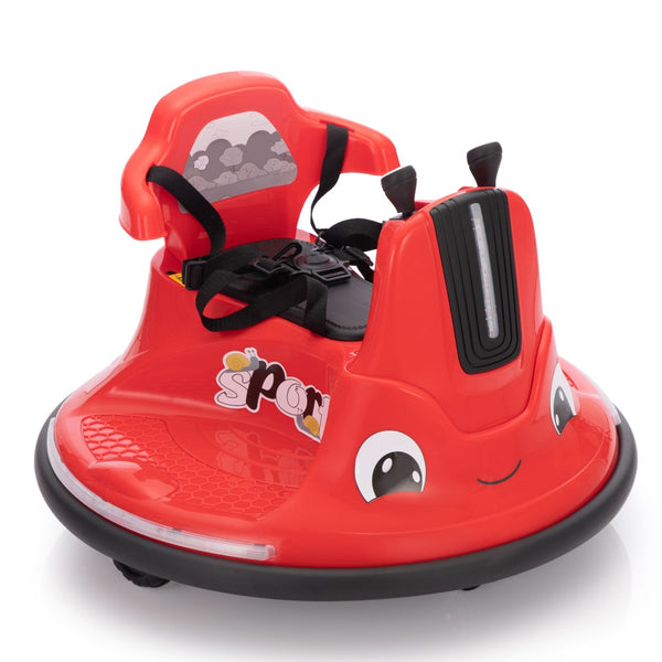 English Elm 12v Snail Electric Bumper Ride on Car with 360 Spin Led Music Parental Remote Ages 3-8 Black+Red W2181P160381