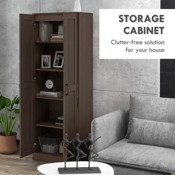 English Elm Homcom 69" Tall Modern Storage Cabinet With Soft-Close Doors, Adjustable Shelves & Coffee Finish W2225P160351