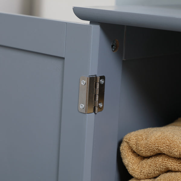 English Elm HOMCOM Pedestal Sink Cabinet Gray for Under Sink Storage with U-Shape Cutout, Adjustable Shelf, 23.5" H W2225P160354
