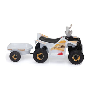 English Elm 6v Kids Ride on Atv Toddler Electric Car with Detachable Trailer and Bluetooth Audio White W2181P160385