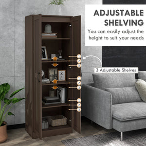English Elm Homcom 69" Tall Modern Storage Cabinet With Soft-Close Doors, Adjustable Shelves & Coffee Finish W2225P160351