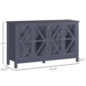 English Elm Homcom Stylish Grey Sideboard Buffet Cabinet With Glass Doors & Adjustable Shelves For Versatile Storage W2225P160361