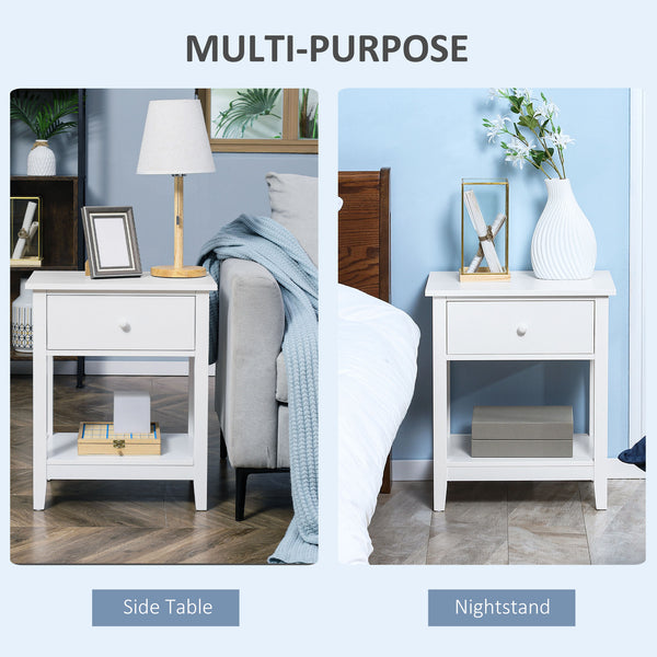 English Elm Homcom Modern 2-Tier End Table With Hidden Drawer & Open Shelf - Versatile Storage For Small Spaces W2225P160366