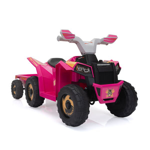 English Elm 6v Kids Ride on Atv Toddler Electric Car with Detachable Trailer and Bluetooth Audio Rose W2181P160390