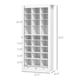 English Elm Homcom 58" Tall Shoe Cabinet For Entryway, Narrow Shoe Rack Storage Organizer With Open Cubes and Adjustable Shelves For 27 Pairs Of Shoes, White