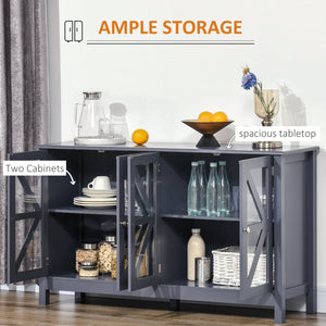 English Elm Homcom Stylish Grey Sideboard Buffet Cabinet With Glass Doors & Adjustable Shelves For Versatile Storage W2225P160361