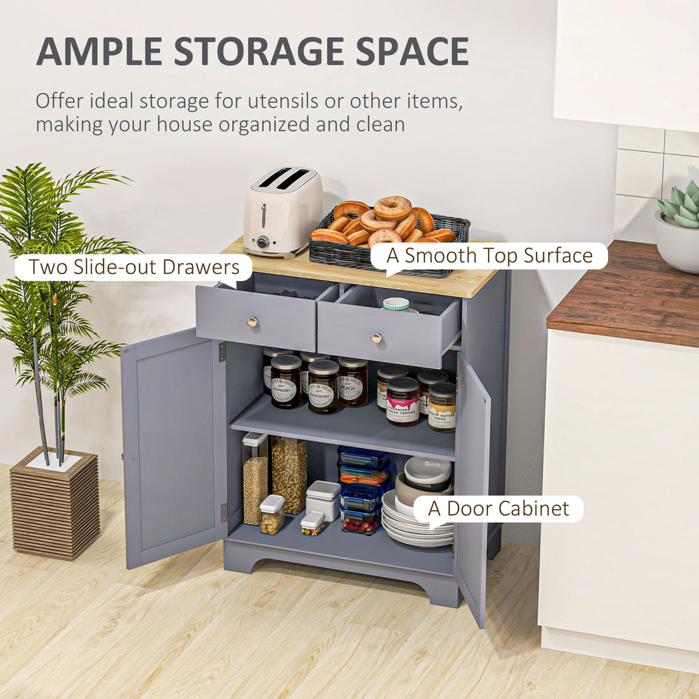 English Elm Homcom Versatile Sideboard Buffet Cabinet With 2 Drawers, Adjustable Shelf For Modern Home Storage W2225P160346