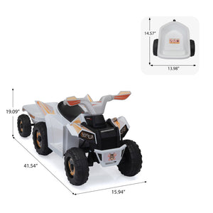 English Elm 6v Kids Ride on Atv Toddler Electric Car with Detachable Trailer and Bluetooth Audio White W2181P160385