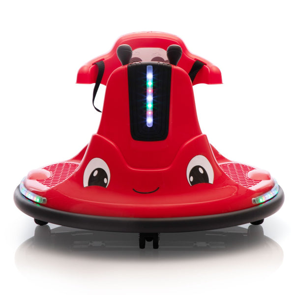 English Elm 12v Snail Electric Bumper Ride on Car with 360 Spin Led Music Parental Remote Ages 3-8 Black+Red W2181P160381