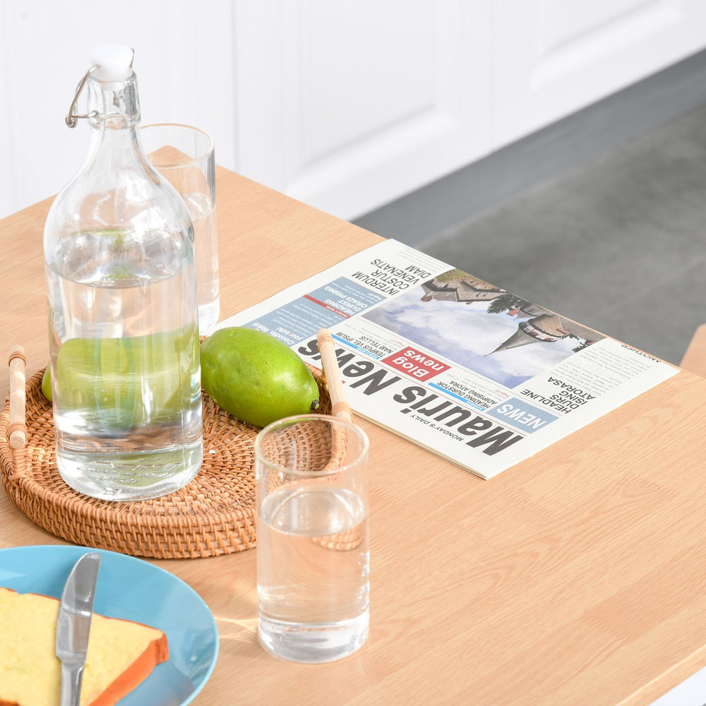 English Elm HOMCOM Compact 3-Piece Square Dining Set with Metal Frame, MDF Top, Space-Saving Cottage Style Seating White W2225P160364